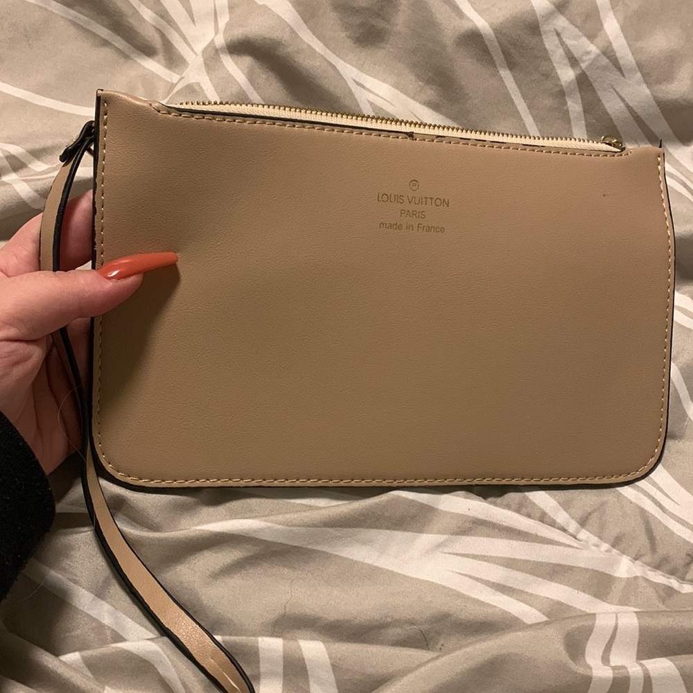 Lv tan wristlet/wallet
